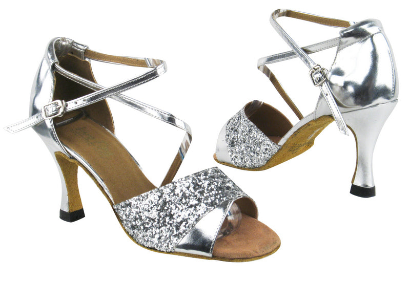 1659 7 Silver Sparkle_Silver Leather with 3" heel in the phto