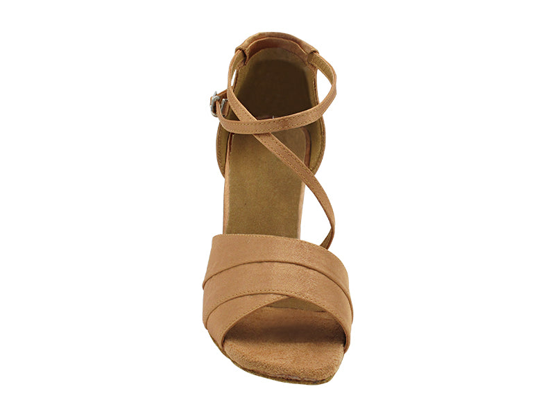 1659 Brown Satin with 3" Heel in the photo