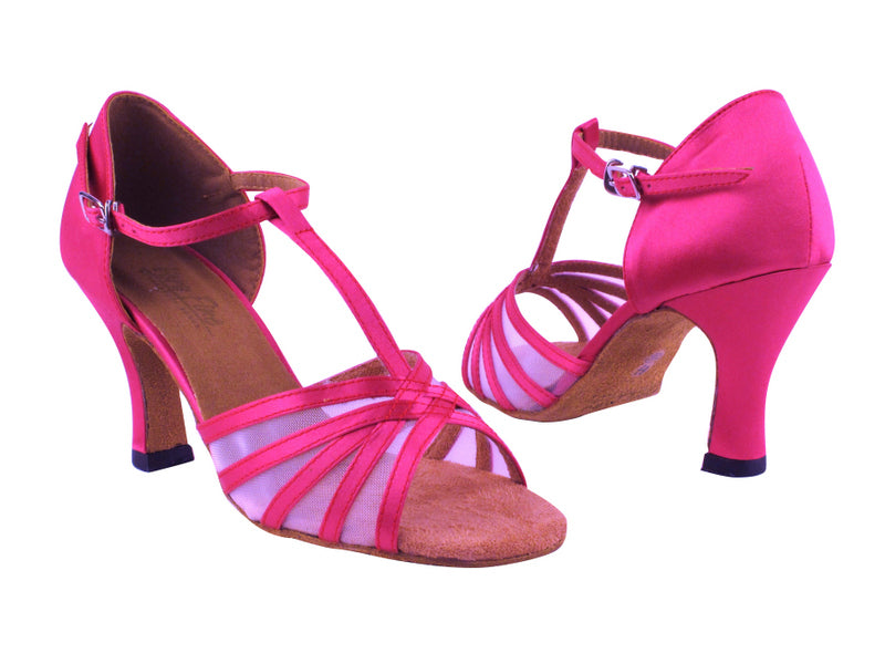 16612 246 Pink Satin_White Mesh with 3" Heel in the photo