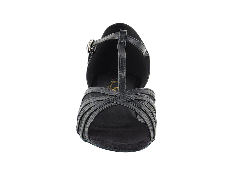 16612FT Black Leather_Black Mesh with 1" Flat Heel in the photo
