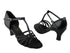 16612 127 Black Stardust & Black Leather (Without Mesh) with 2.5" Low Heel in the photo