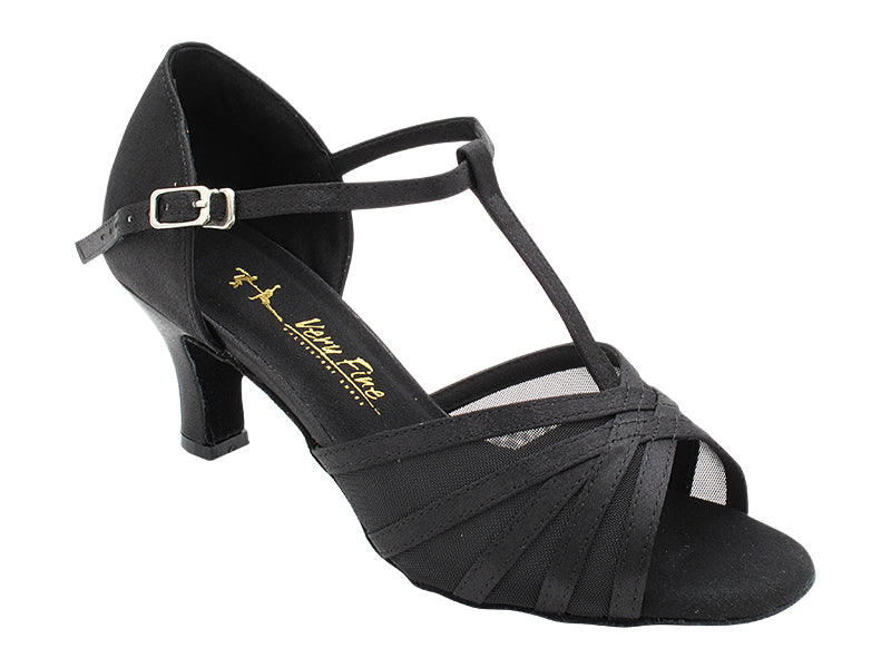 16612 Black Satin & Black Mesh with 2.5" Heel (2899) in the photo