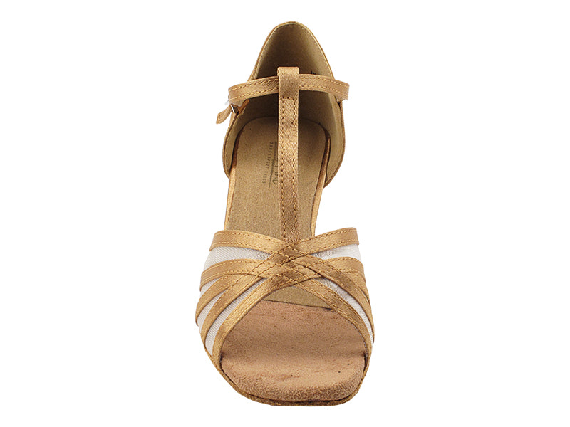 16612 Brown Satin & Flesh Mesh with 2.5" Heel (2899) in the photo