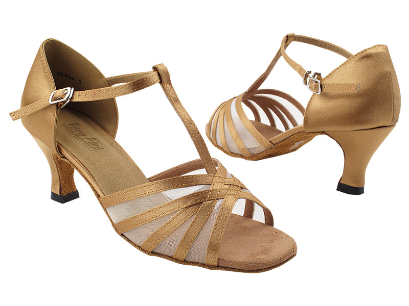 16612 Brown Satin & Flesh Mesh with 2.5" Heel (2899) in the photo