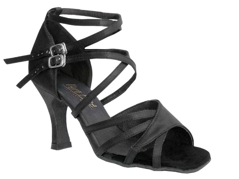 1662B Black Satin with 3" Heel in the photo