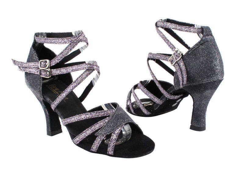 1662B 105 Glitter Black Satin_99 Sparklenet_S with 3" Heel in the photo