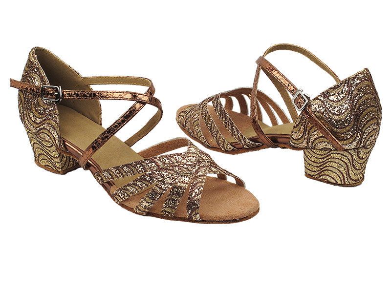 1613_1670C 217 Copper Spakle_F_B_206 Ultra Copper_S with 1.5" Medium Heel in the photo