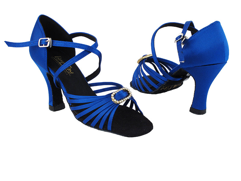 1671B 247 Gem Blue Satin_1670C BackStrap with 3" Heel in the photo