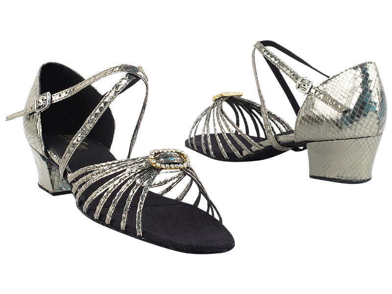 1671B 224 Snake Grey_Stone_1650 BackStrap with 1.5" Medium Heel in the photo