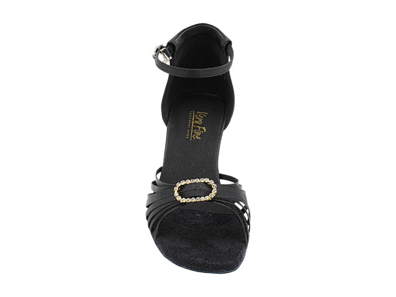 1671B Black Satin & Stone with 2.5" Low Heel in the photo