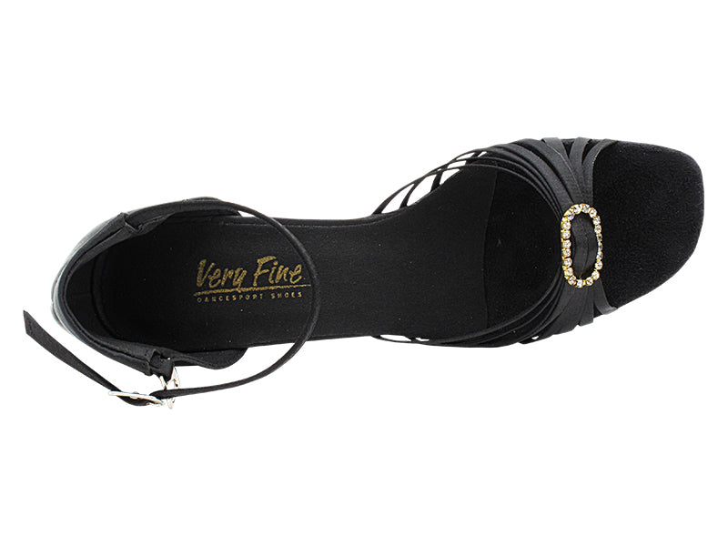 1671B Black Satin & Stone with 2.5" Low Heel in the photo