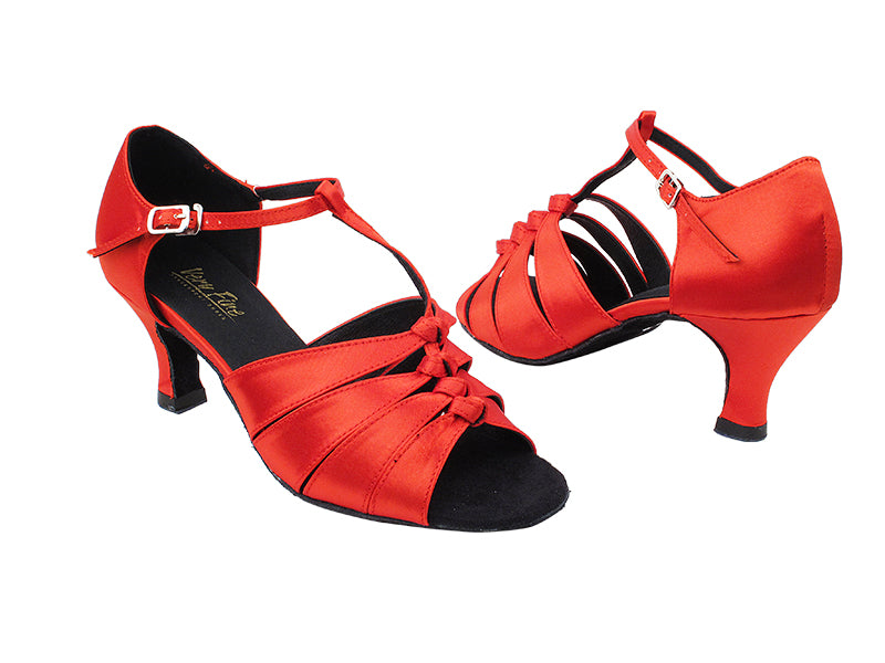 1672 112 Red Satin with 2.5" Heel in the photo