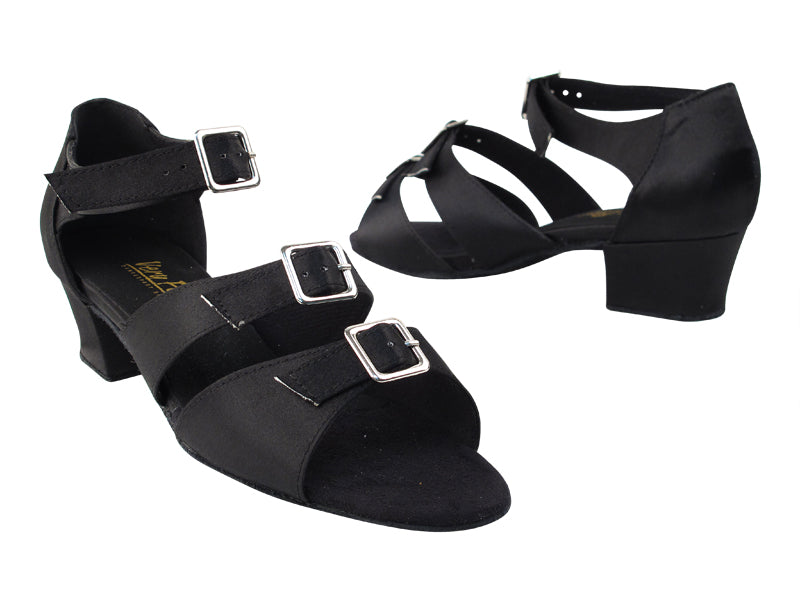 1679 38 Black Satin with 1.5" medium heel in the photo