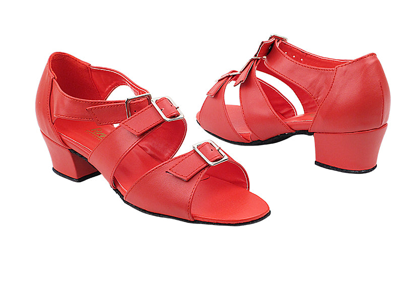 1679 Red Leather with 1.5" Medium Heel in the photo