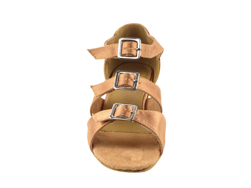 1679 Brown Satin with 1.5" Medium Heel in the photo