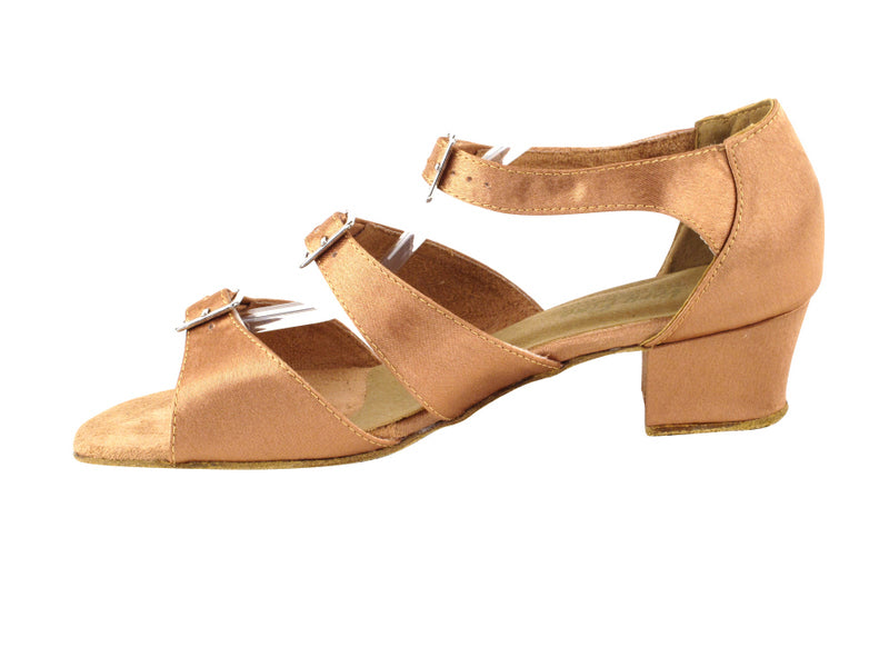1679 Brown Satin with 1.5" Medium Heel in the photo