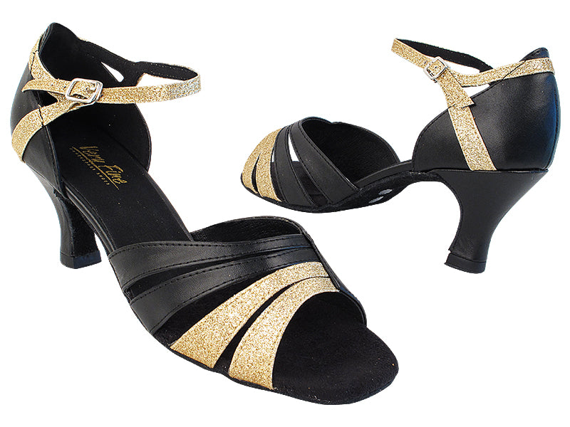 1680 Black Leather_FB2S_B_H_125 Gold Stardust_F2S_S with 2.5" Low Heel in the photo