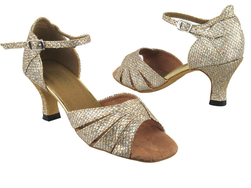 1680 74 Gold Sparklenet with 2.5" Heel in the photo