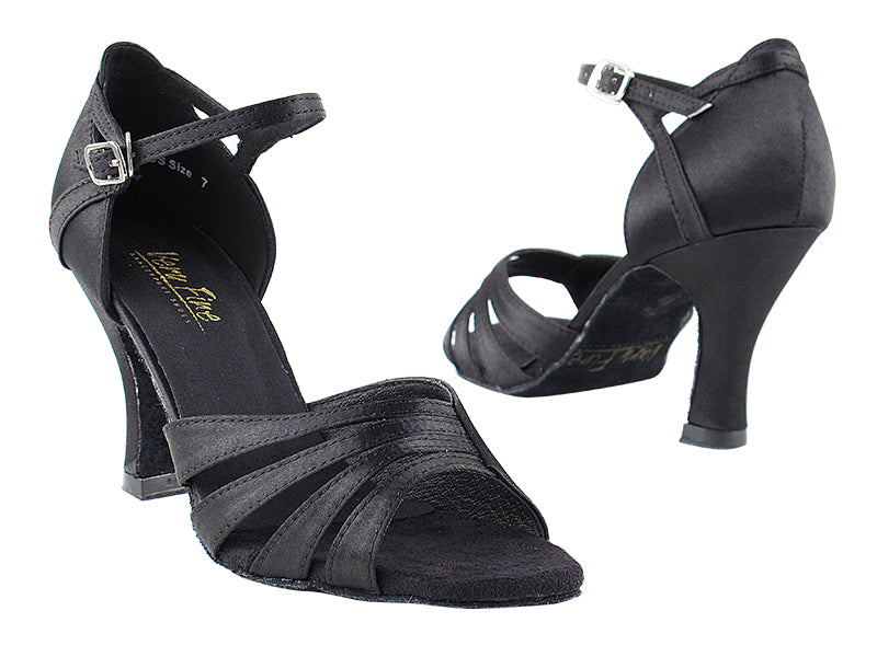 1680 Black Satin with 3" Heel in the photo