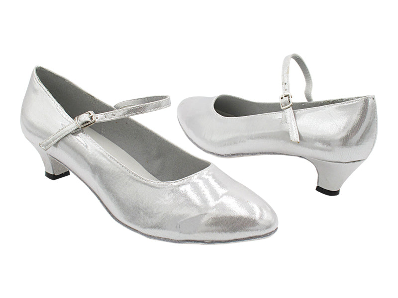 1682 259 Silver Satin with 1.3" Cuban Heel (387) in the photo