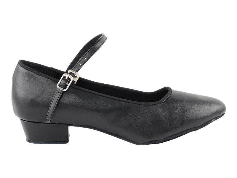 1682FT Black Leather with 1" Flat Heel in the photo