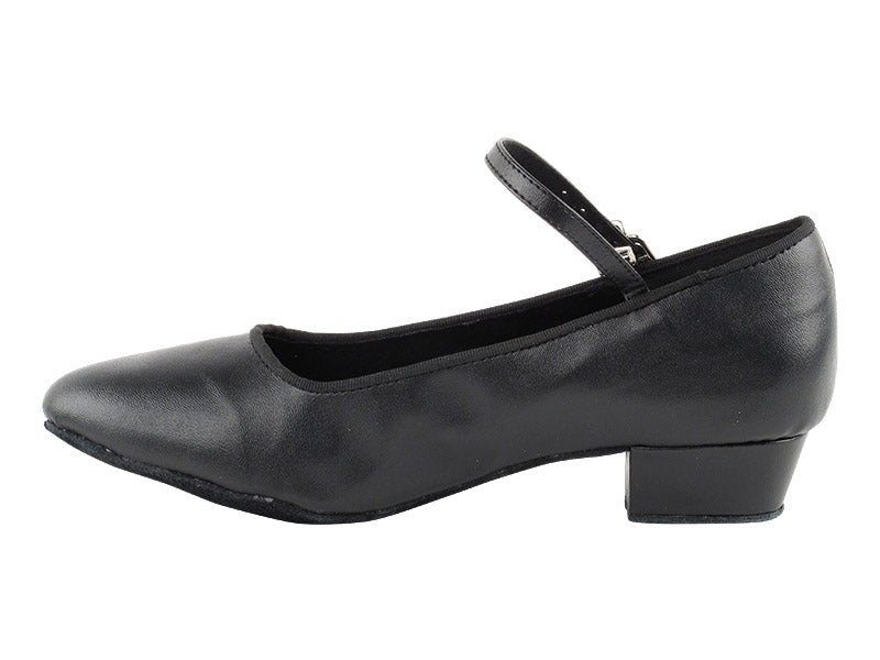 1682FT Black Leather with 1" Flat Heel in the photo