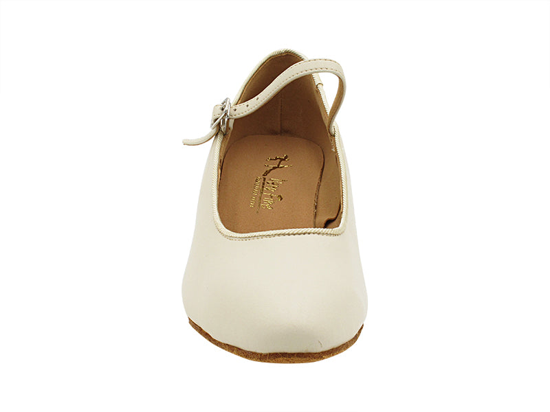 1682FT Light Beige Leather with 1" Flat Heel in the photo