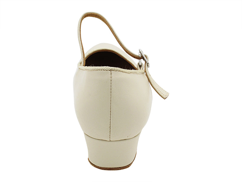 1682FT Light Beige Leather with 1" Flat Heel in the photo