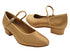 1682FT Tan Satin with 1" Flat Heel in the photo