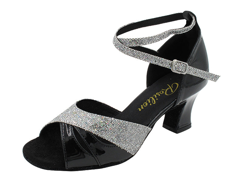 1682F Black Patent & 172 Grey Scale with 2.2 INCH THICK CUBAN HEEL (2317) in the photo