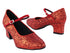 1682 10 Red Sparkle_228 Red Velvet Strap with 2" Thick Cuban Heel in the photo