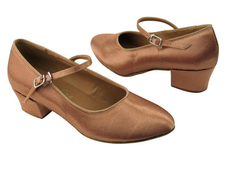 1682 81 Brown Satin with 1_5 Medium Heel with 1.5" Medium heel in the photo