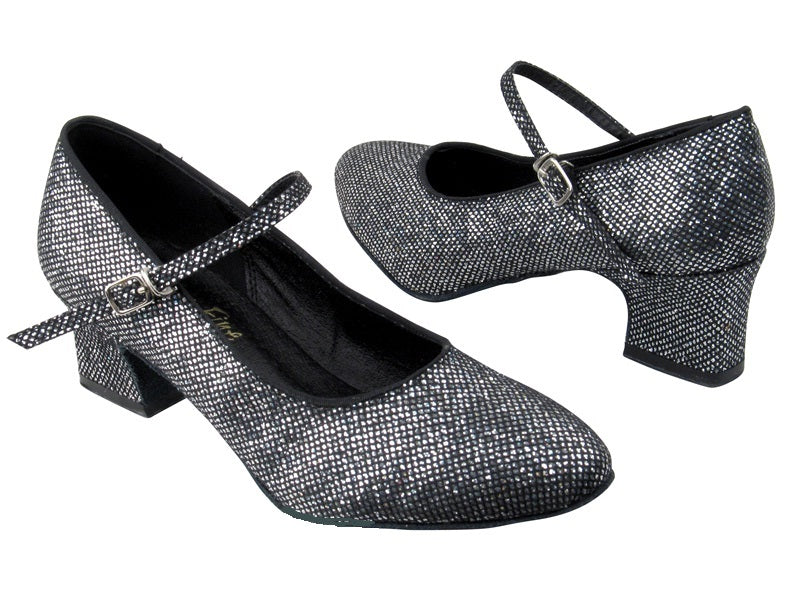 1682 97 Black Sparklenet with 2" Thick Cuban heel in the photo