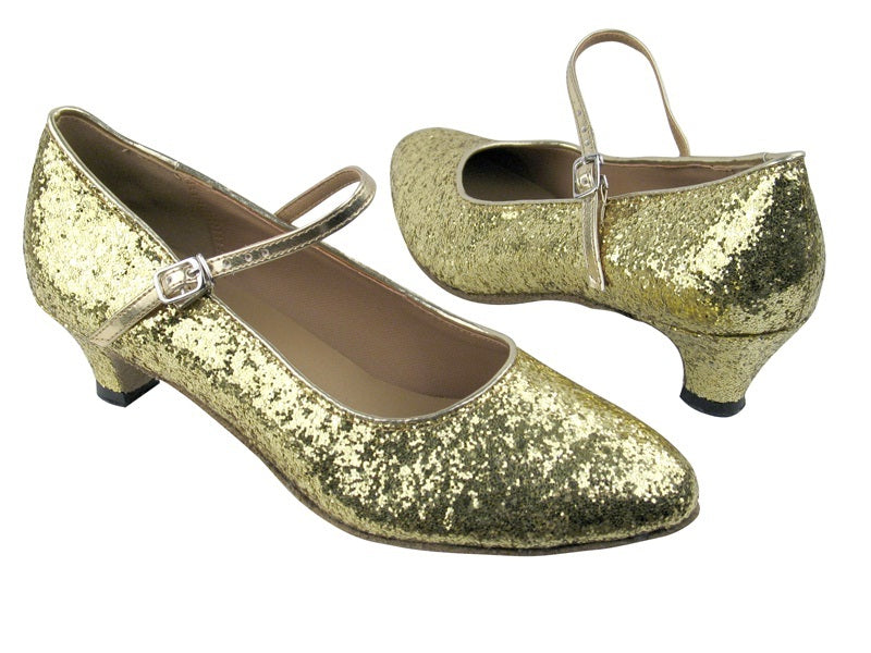 1682 Gold Sparkle with 1.3" Cuban heel in the photo