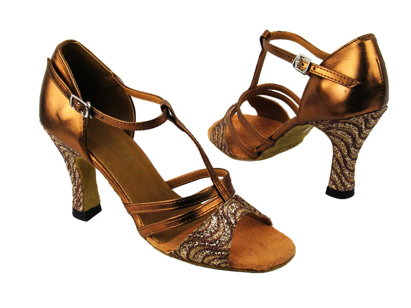 1683 217 Copper Sparkle_H_171 Dark Tan Gold with 3" heel in the photo