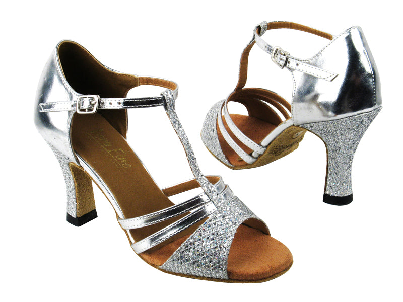 1683 Silver Sparklenet_H_Silver Leather_1616 Back with 3" heel in the photo