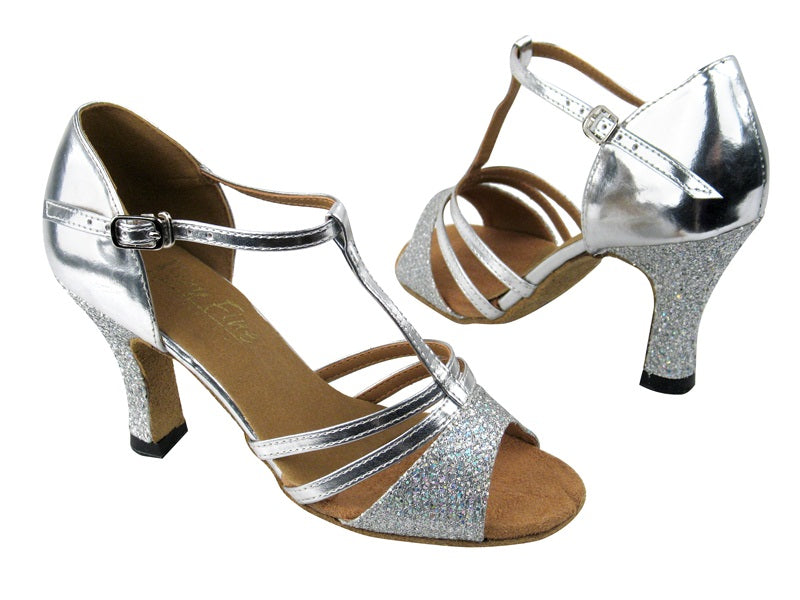 1683 Silver Sparklenet_Silver Leather with 3" heel in the photo