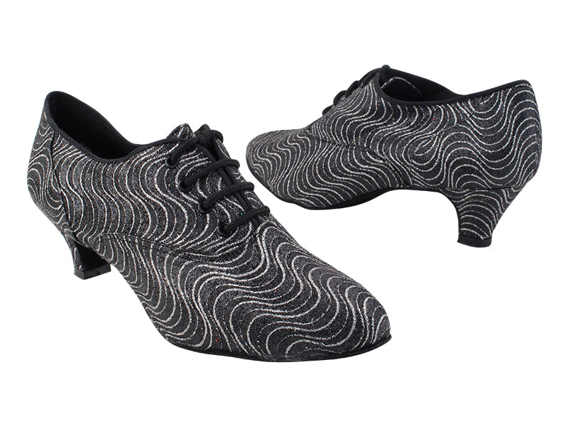 1688 213 Black_Silver Wave Glitter with 1.3" Cuban Heel (387) in the photo