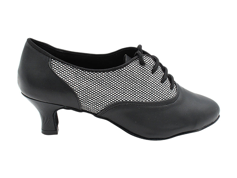 1688 Black Leather_Black Sparklenet with 2" Slim Heel (2899B) in the photo