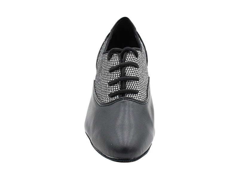 1688 Black Leather_Black Sparklenet with 2" Slim Heel (2899B) in the photo