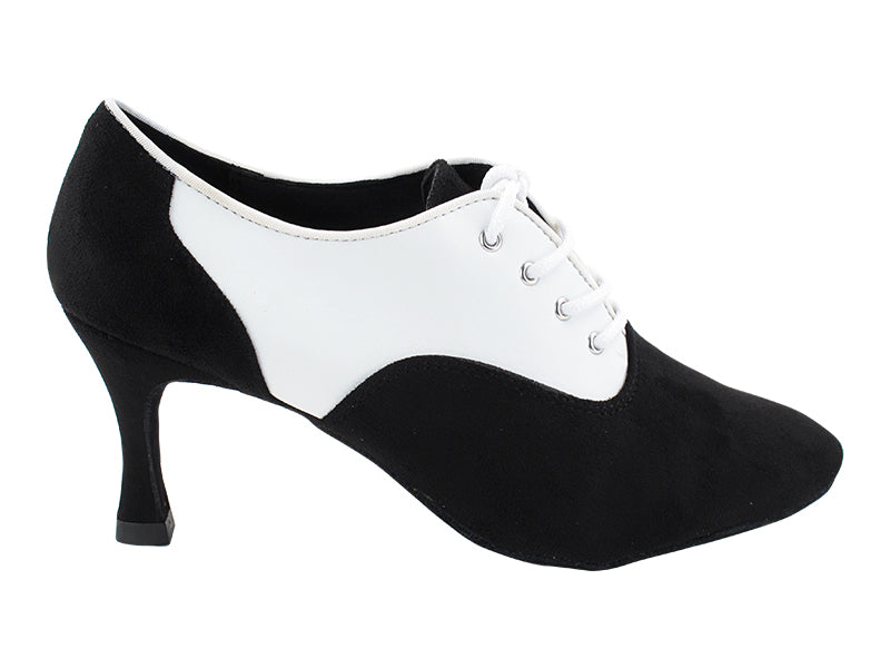 1688 136 Black Nubuck_F_B_18 White Leather_M with 2.75" Slim Flare Heel (386) in the photo