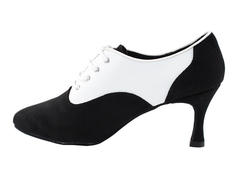 1688 136 Black Nubuck_F_B_18 White Leather_M with 2.75" Slim Flare Heel (386) in the photo