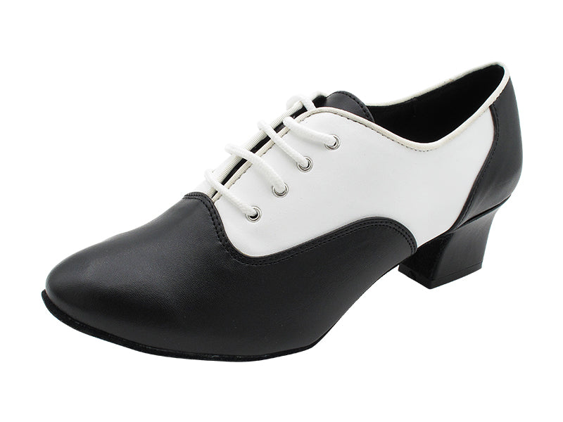 1688 14 Black Leather_F_B_18 White Leather_M with 2" TC Heel (3149) in the photo