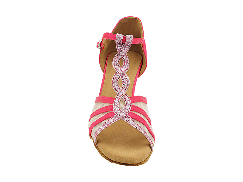 1692 093 Pink Satin_Light Pink Glitter Satin with 2.5" Heel (2899) in the photo