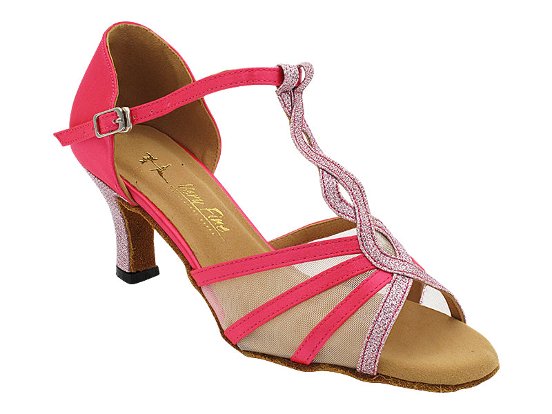 1692 093 Pink Satin_Light Pink Glitter Satin with 2.5" Heel (2899) in the photo