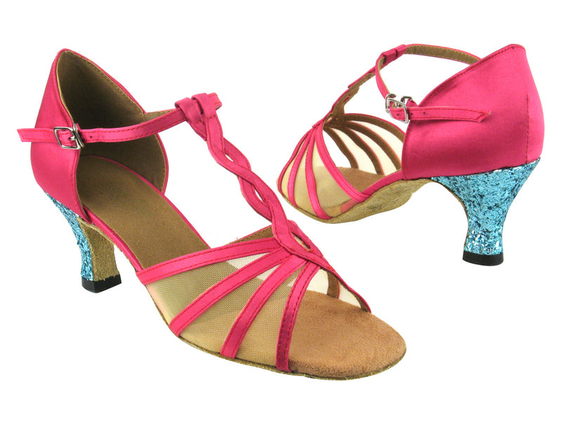 1692 246 Pink Satin_188 Light Blue Sparkle_H_Flesh Mesh with 2.5" low heel in the photo