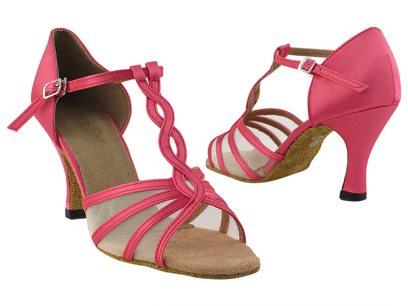 1692 246 Pink Satin_Flesh Mesh with 3" Heel in the photo