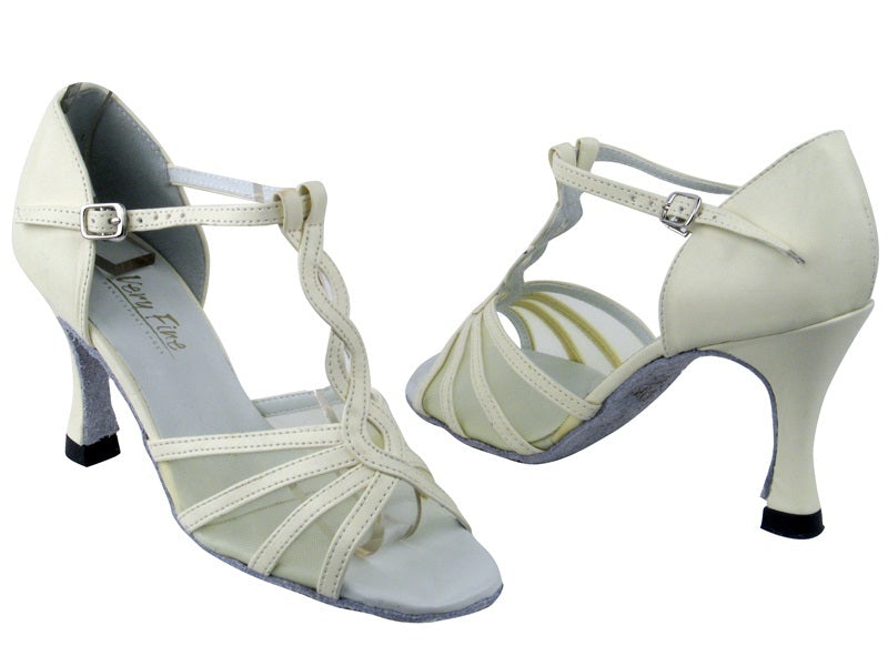 1692 15 Creamy White Leather_Flesh Mesh with 3.5" heel in the photo