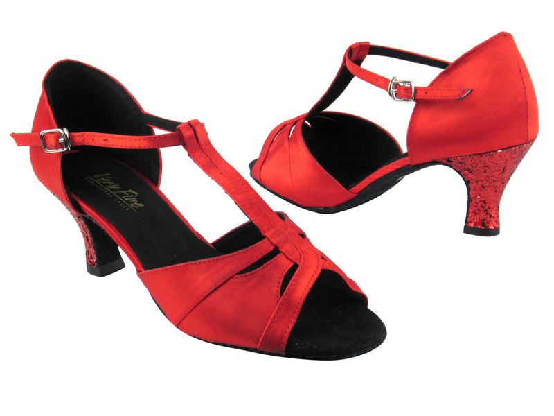 1703 112 Red Satin with 2.5" low heel in the photo
