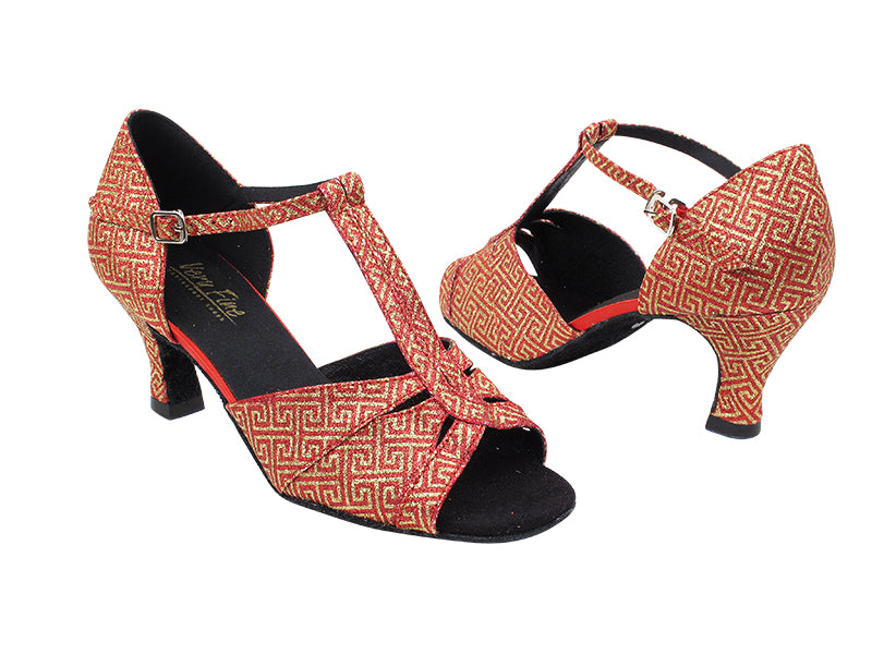 1703 239 Red Gold Glitter with 2.5" low heel in the photo